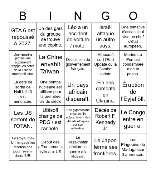 Bingo 2026 de Romain Bingo Card
