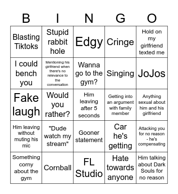 Milos Card Bingo Card