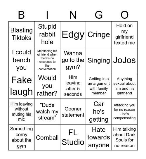 Milos Card Bingo Card