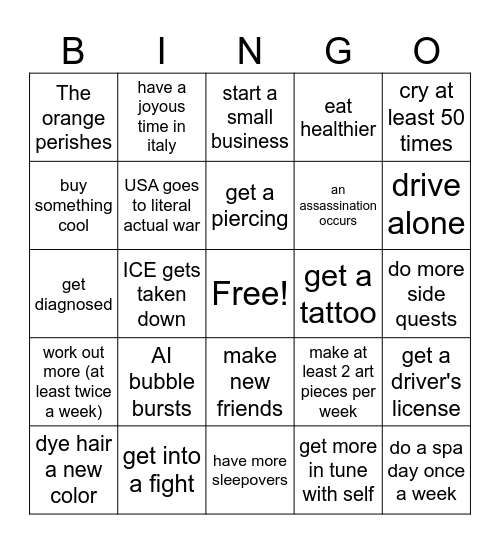 2026 Bingo Card