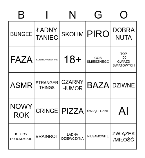 TIKTOK Bingo Card