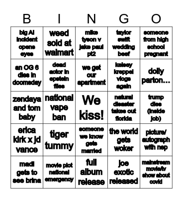 2026 Bingo Card