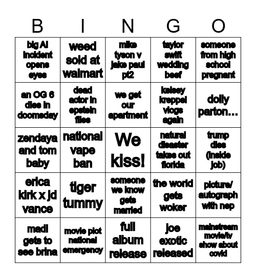 2026 Bingo Card