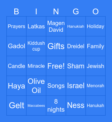 Hanukkah Bingo Card