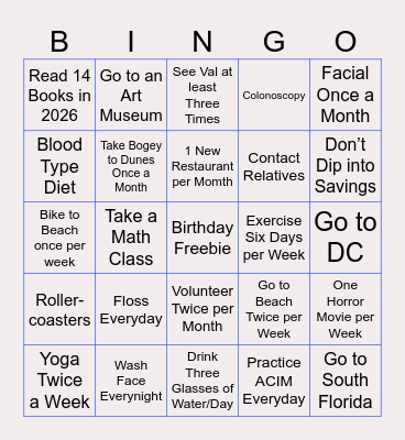 2026 Goals Bingo Card