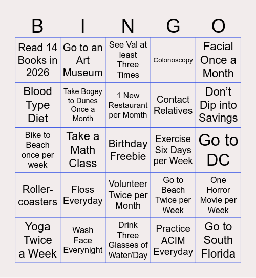 2026 Goals Bingo Card