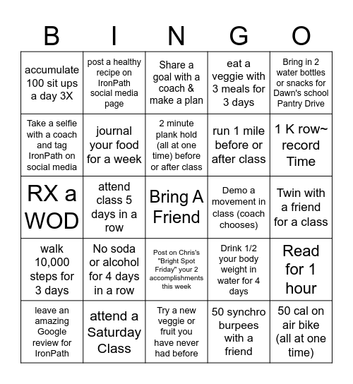 IRONPATH BINGO Card