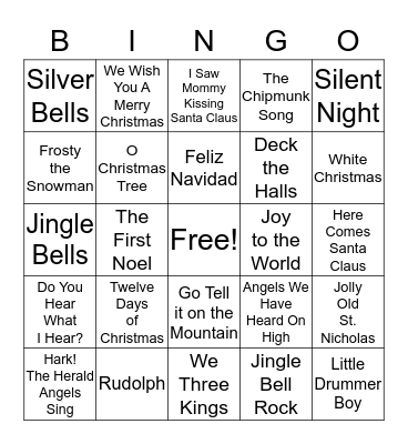 CHRISTMAS CAROL BINGO Card