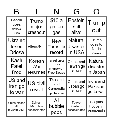 2026 Bingo Card