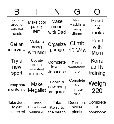 Alden 2026 Bingo Card