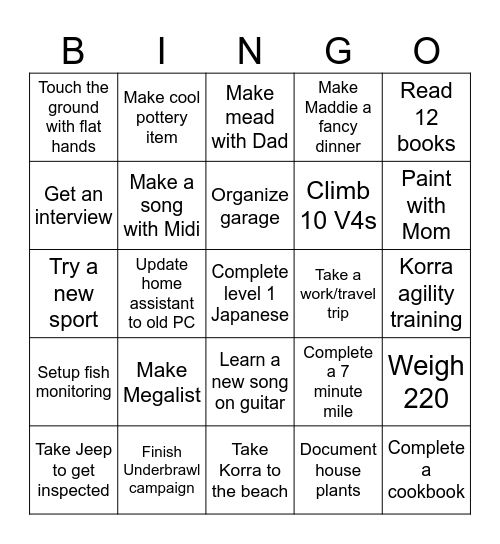 Alden 2026 Bingo Card