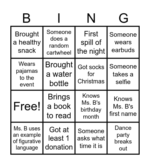 2026 Rock-a-thon Bingo Card