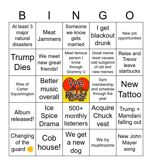 2026 Bingo Card Bingo Card