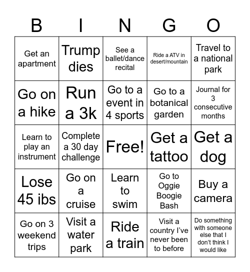 2026 Bingo Card Bingo Card