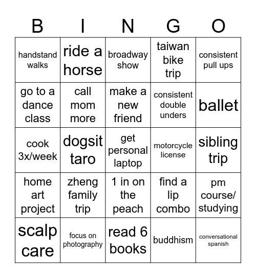 Jen Bingo Card