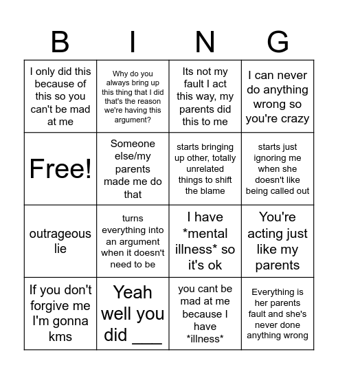 nyomi argument bingo Card