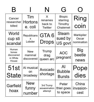 2026 Bingo Card