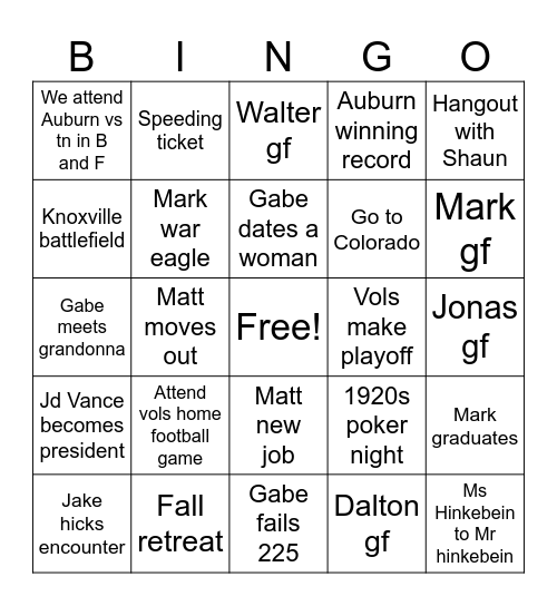 2026 Bingo Card