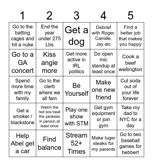 2026 Murray / Larsen Bingo Card