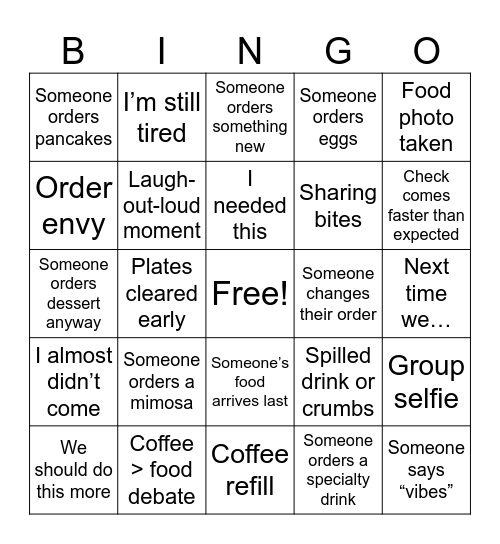 Girls Brunch BINGO Card