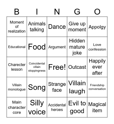 Corny disney Bingo Card