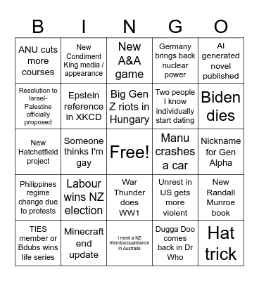 2026 Bingo Card