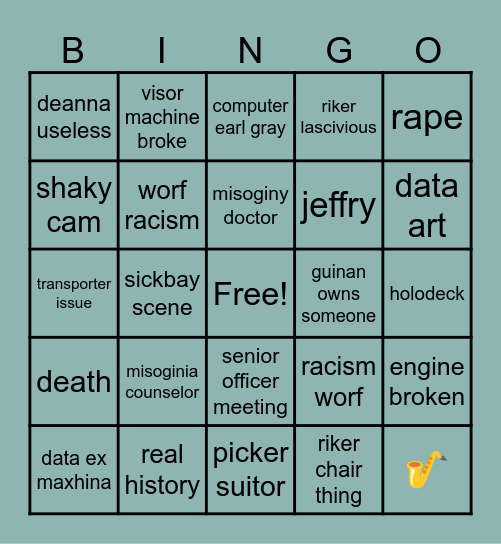 StarTrek: TNG Bingo Card