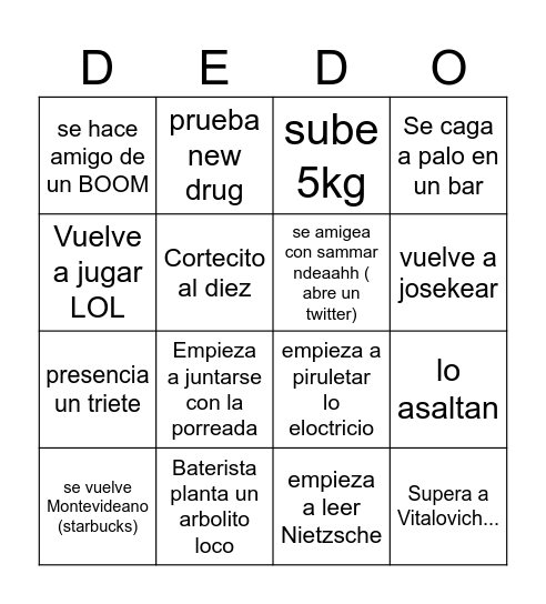 bateristian Bingo Card