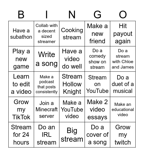 2026 MooseKStreams Bingo Card