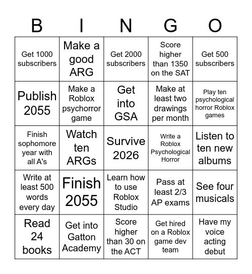 hearts4yveltal 2026 Bingo Card