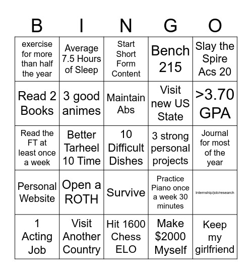 2026 Bingo Card