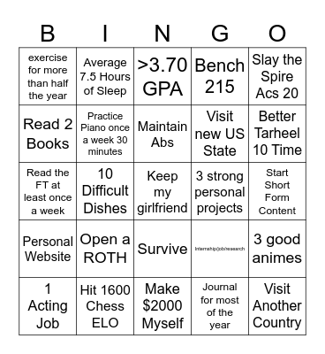 2026 Bingo Card