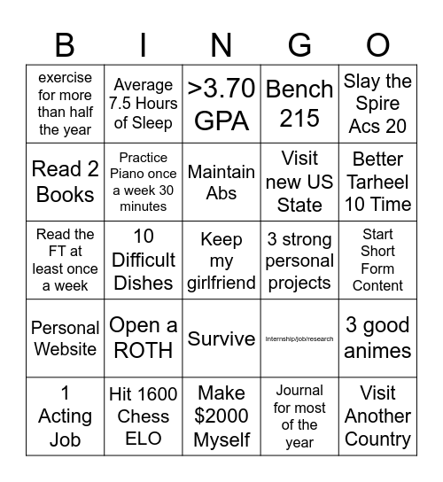 2026 Bingo Card