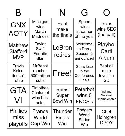 Untitled Bingo Card