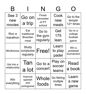 2026 Bingo Card