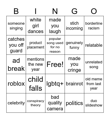 Random YT Bingo Card