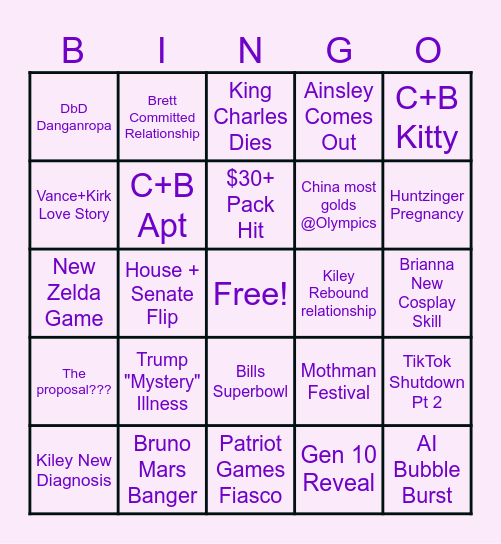 Bestie Bingo Card