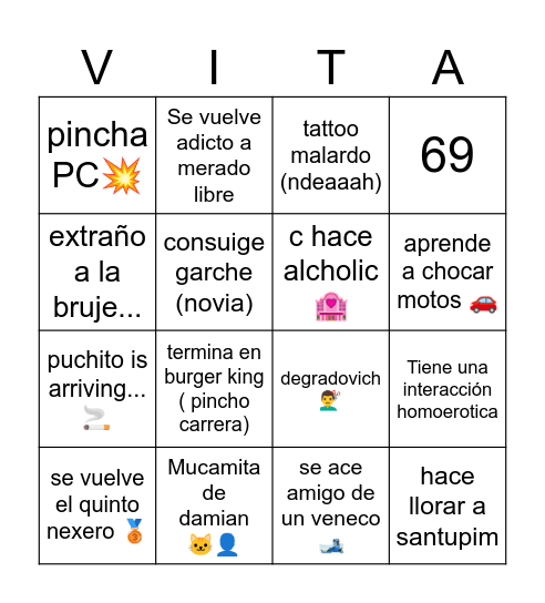 Vilallvich Bingo Card