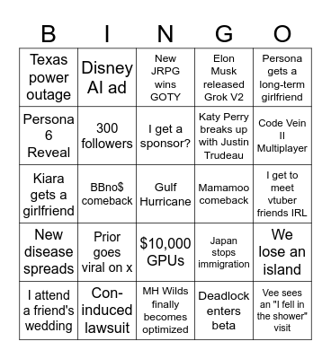 2026 Bingo Card
