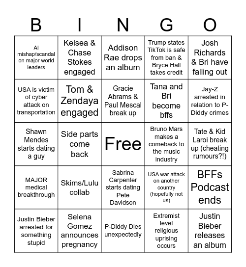 2025 Bingo Card