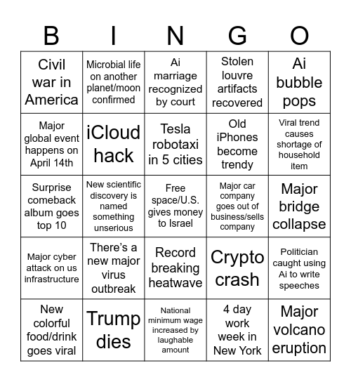 2026 Bingo Card