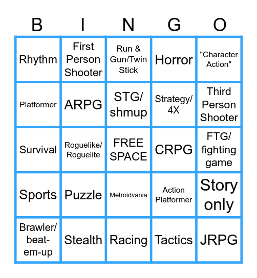 2026 Genre Bingo Card