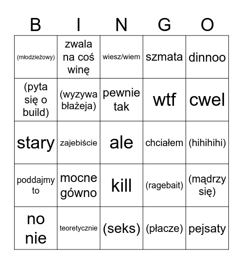psujma bingo Card