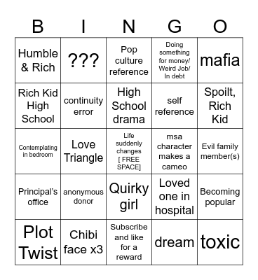 MSA BINGO!!! Bingo Card
