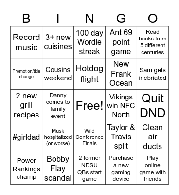 2026 Bingo Card