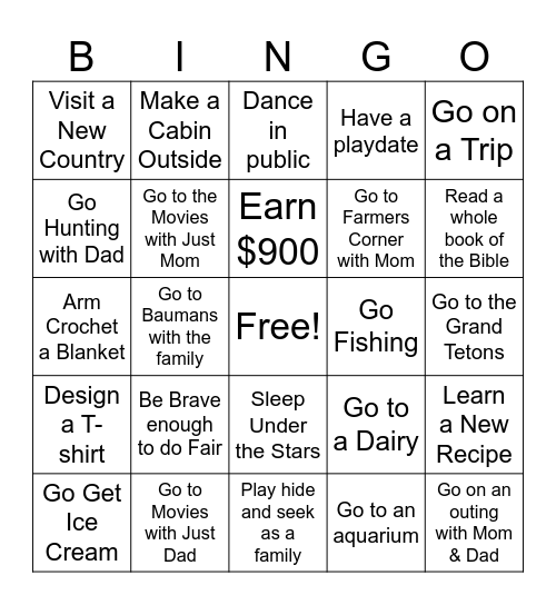 2026 Grace Bingo Card