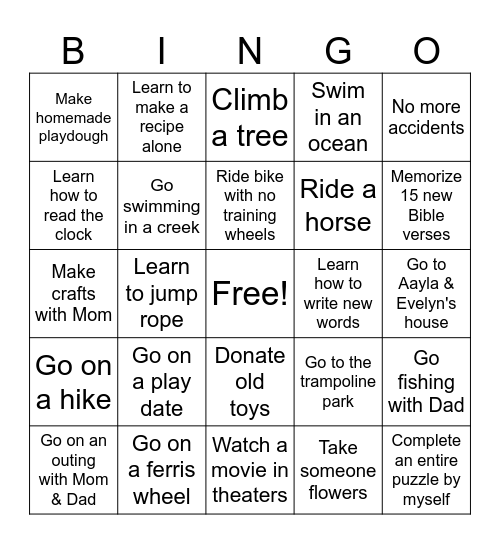 Emma Bingo Card