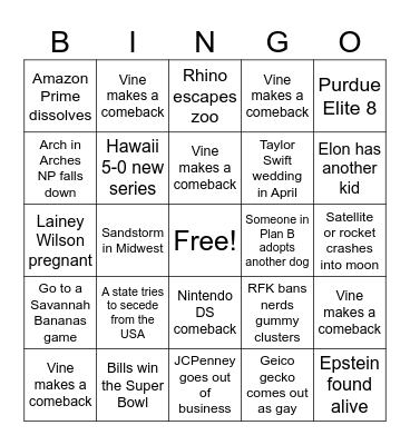 2026 Bingo Card