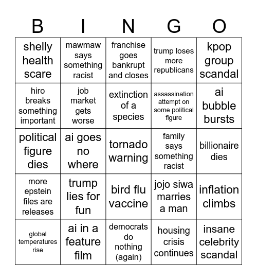 2026 Bingo Card