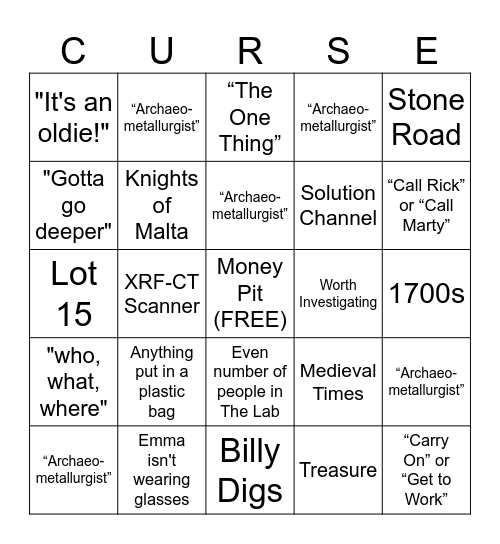 Curse of Oak Island Bingo (Quotes) Bingo Card